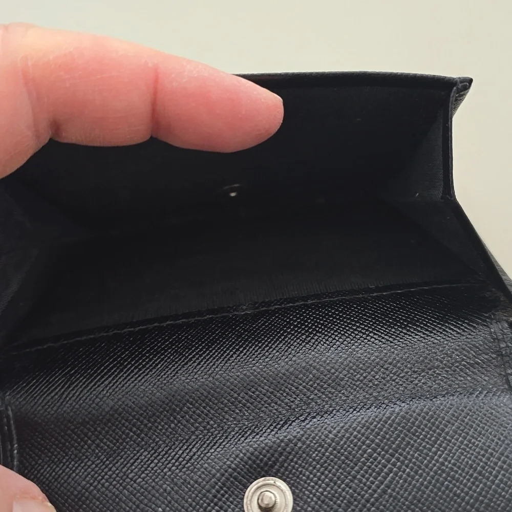 Prada Black Saffiano Leather Trifold Compact Wallet Men